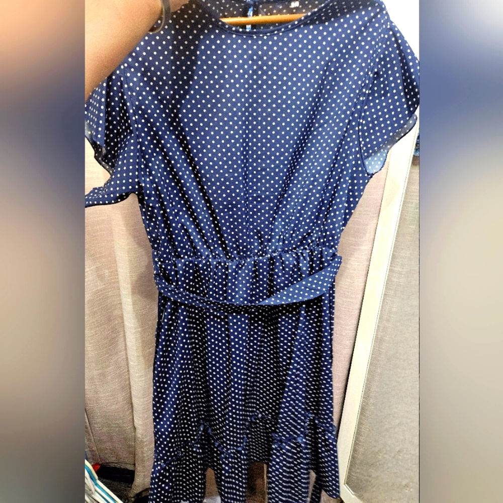 Stylish Navy Polka Dot Dress